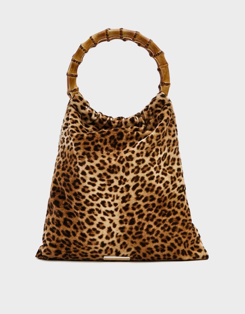 Bamboo Circle Handle Leopard Print Bag