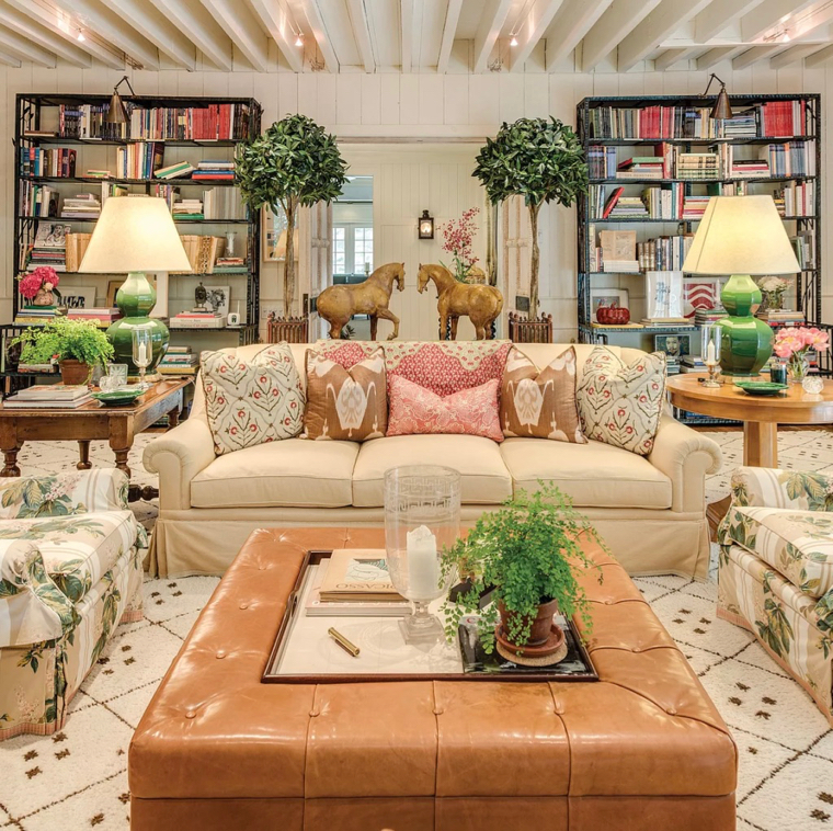 Living Room of 19 Georgica Road, East Hampton, New York decorated by Bunny Williams