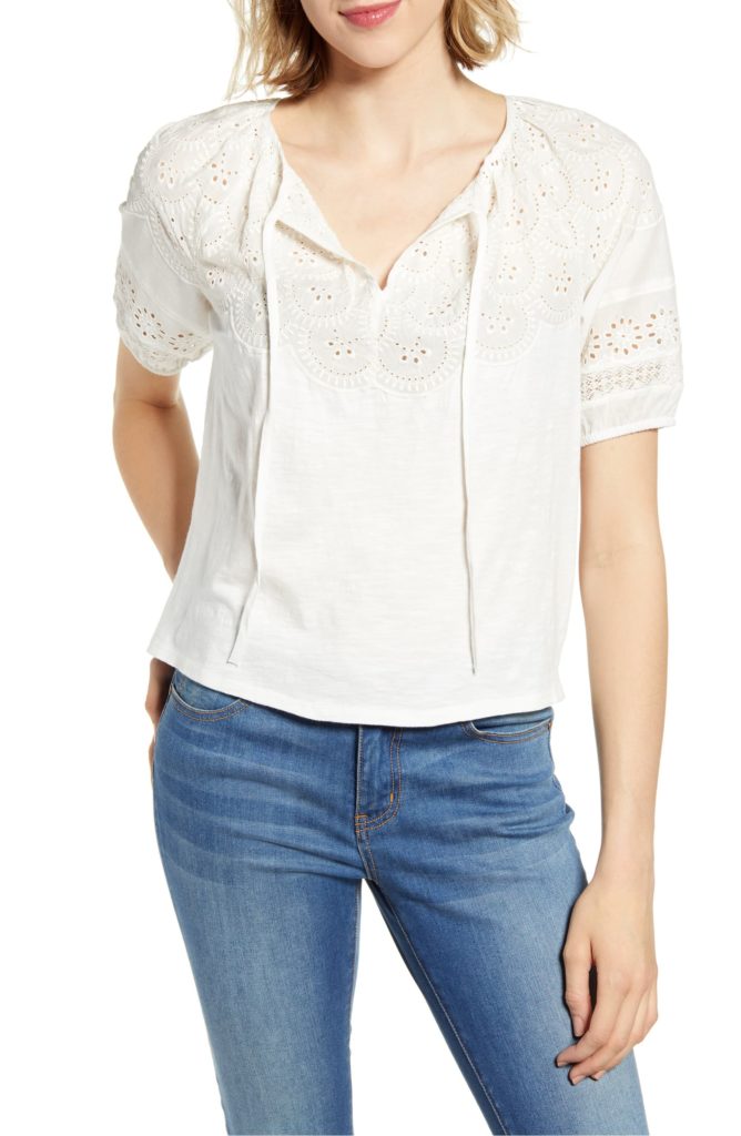White Eyelet Embroidered Top