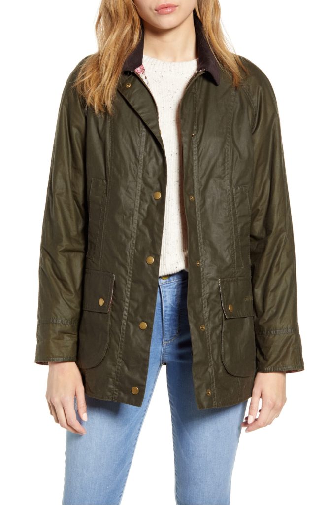 Barbour Green Waxed Cotton Canvas Coat