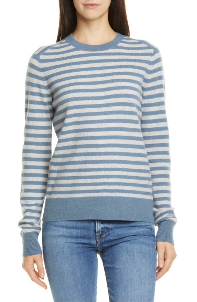 Stripe Blue Grey Cashmere Sweater