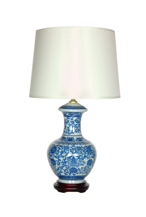 Blue and White Chinese Table Lamp Ceramic 