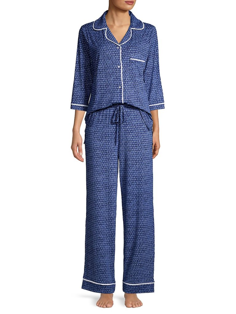 Blue and White Pajama Set