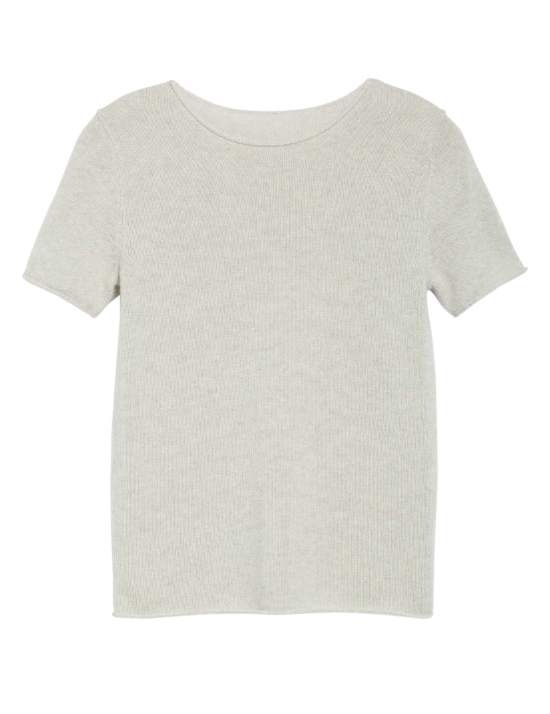 Grey Short Sleeve Cashmere Pullover