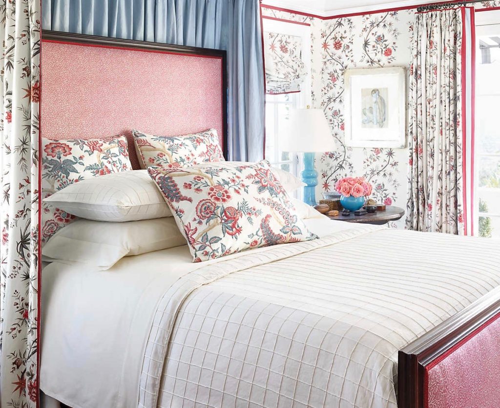 Mark D. Sikes for Annie Selke Sullivan Sham Red Floral Bedding Bedroom