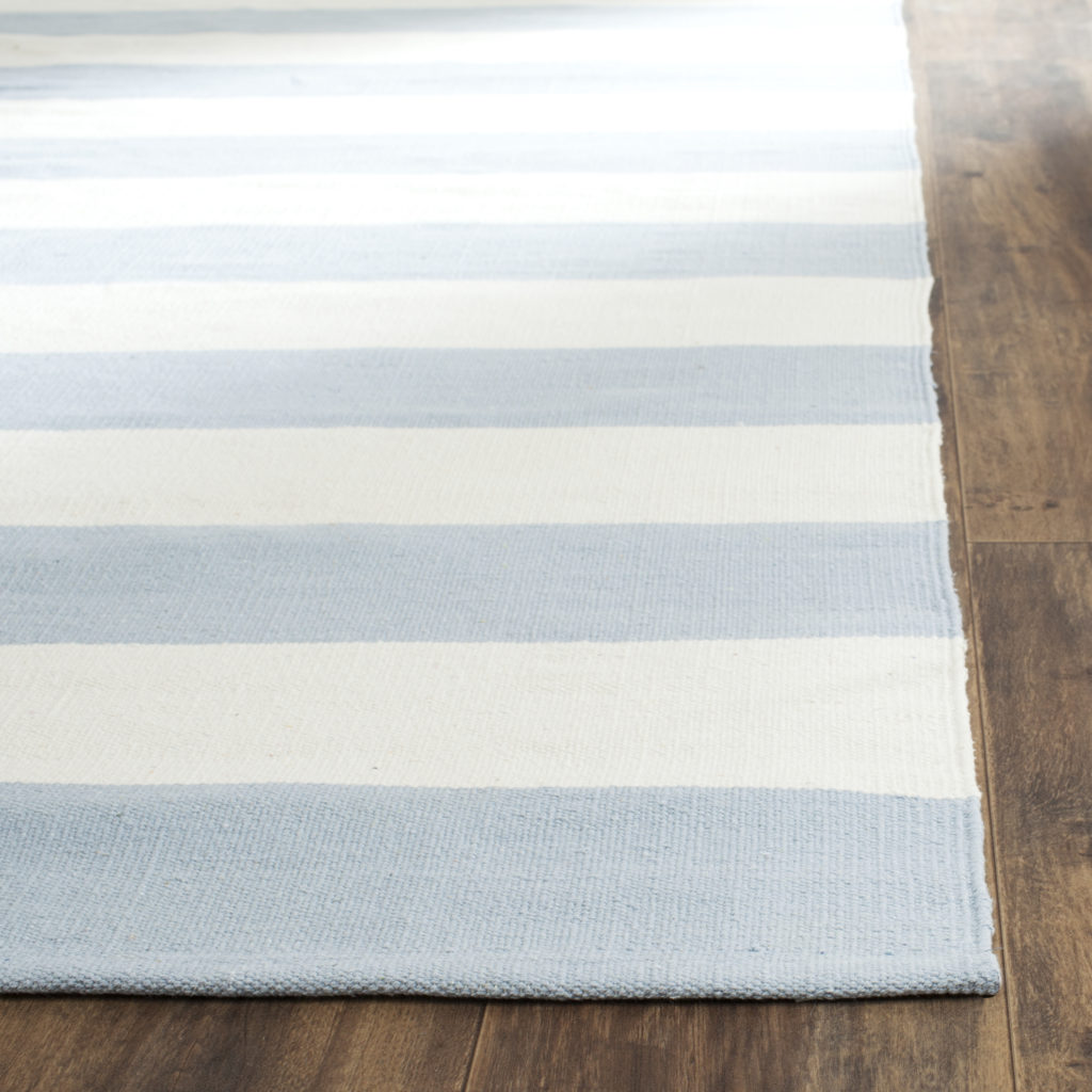 Striped Flatweave Rug Montauk Blue and White