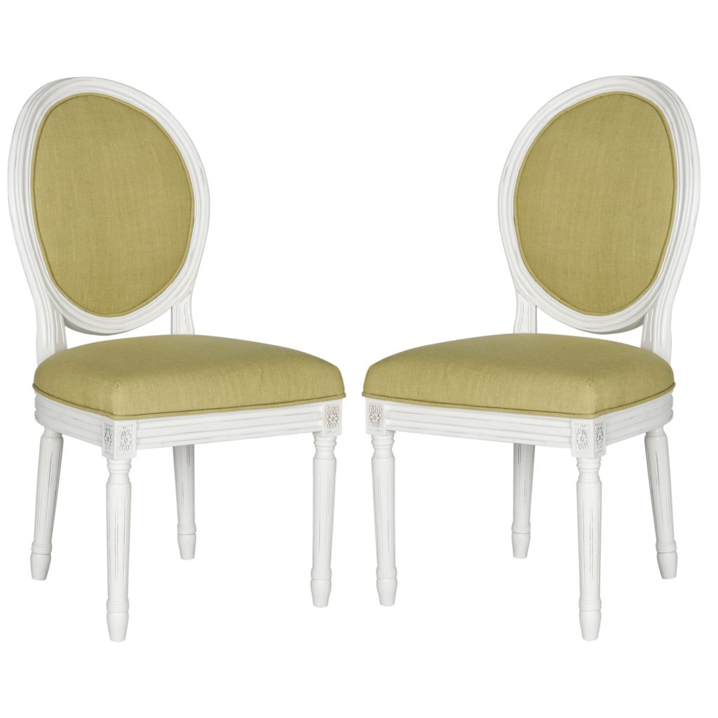 Oval Louis Side Chairs Green White