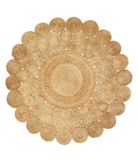 Round Jute Area Rug Braided Floral