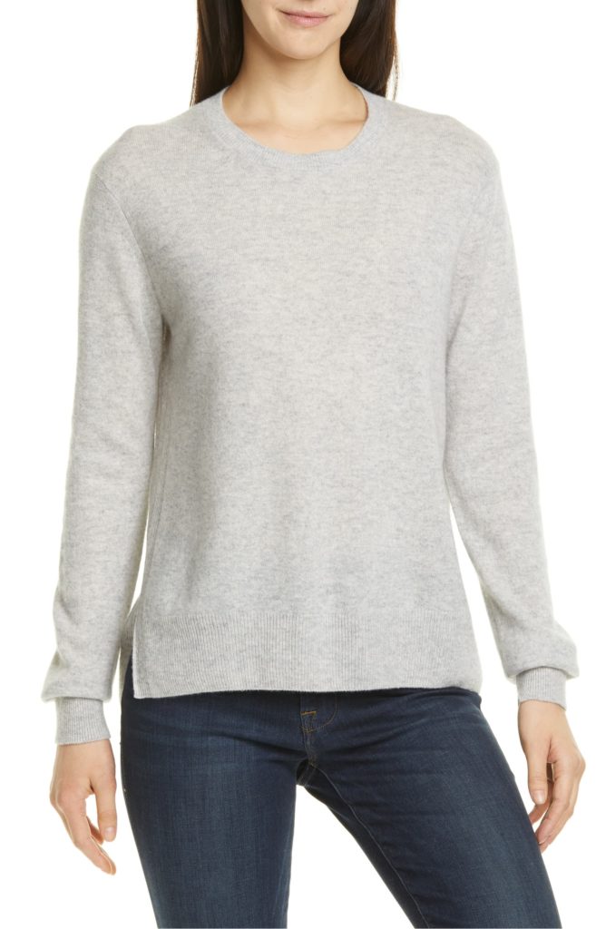 Vince Step Hem Grey Cashmere Sweater