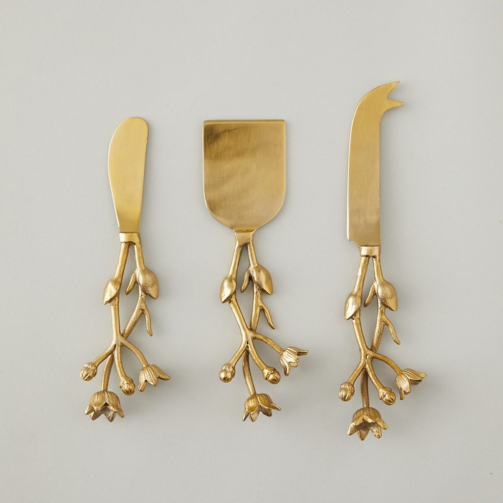 Floral Handles Cheese Knife Set