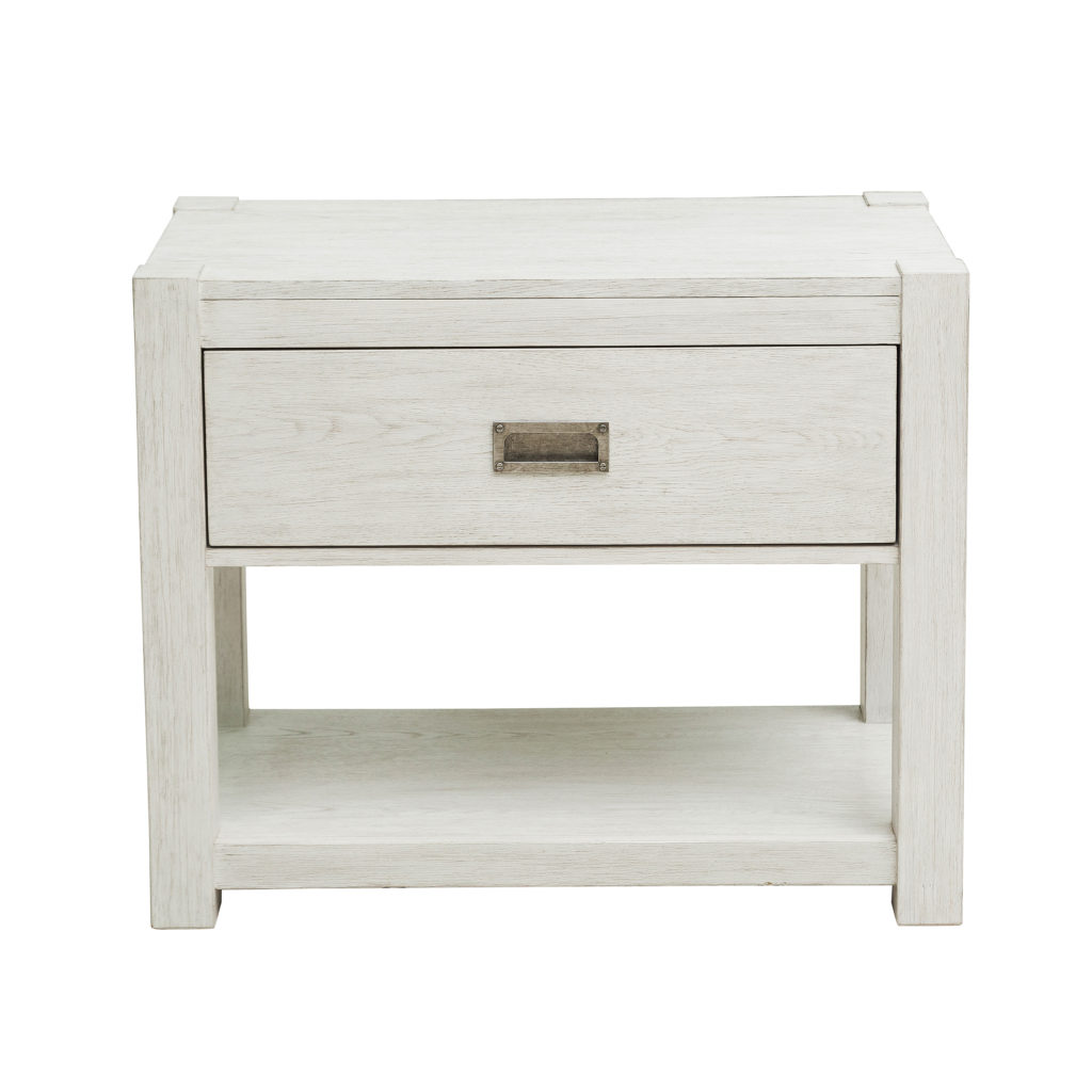 Modern Farmhouse White Wood Nightstand with Drawer