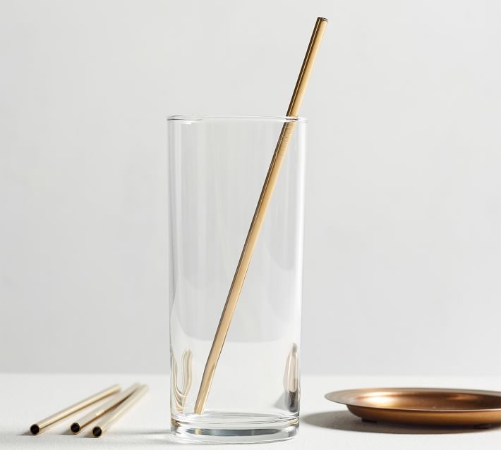 Gold Colored Metal Straw Set