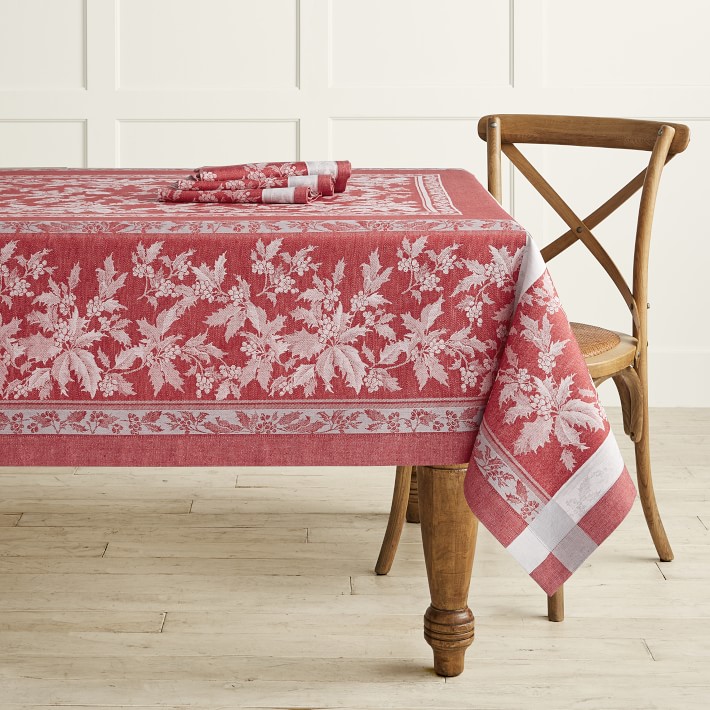 Red Holly Leave Tablecloth