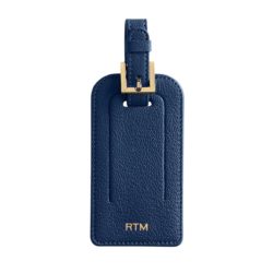 Navy Blue Leather Luggage Tag