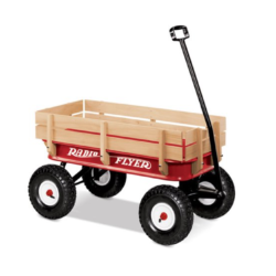 Red Wagon with Wooden Sides