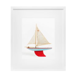 Red and Blue Boat Print