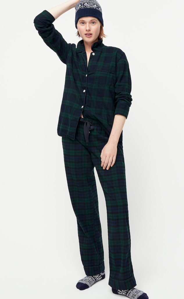 Black Watch Plaid Flannel Pajama Set