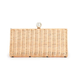 Rattan and Pearl Clutch