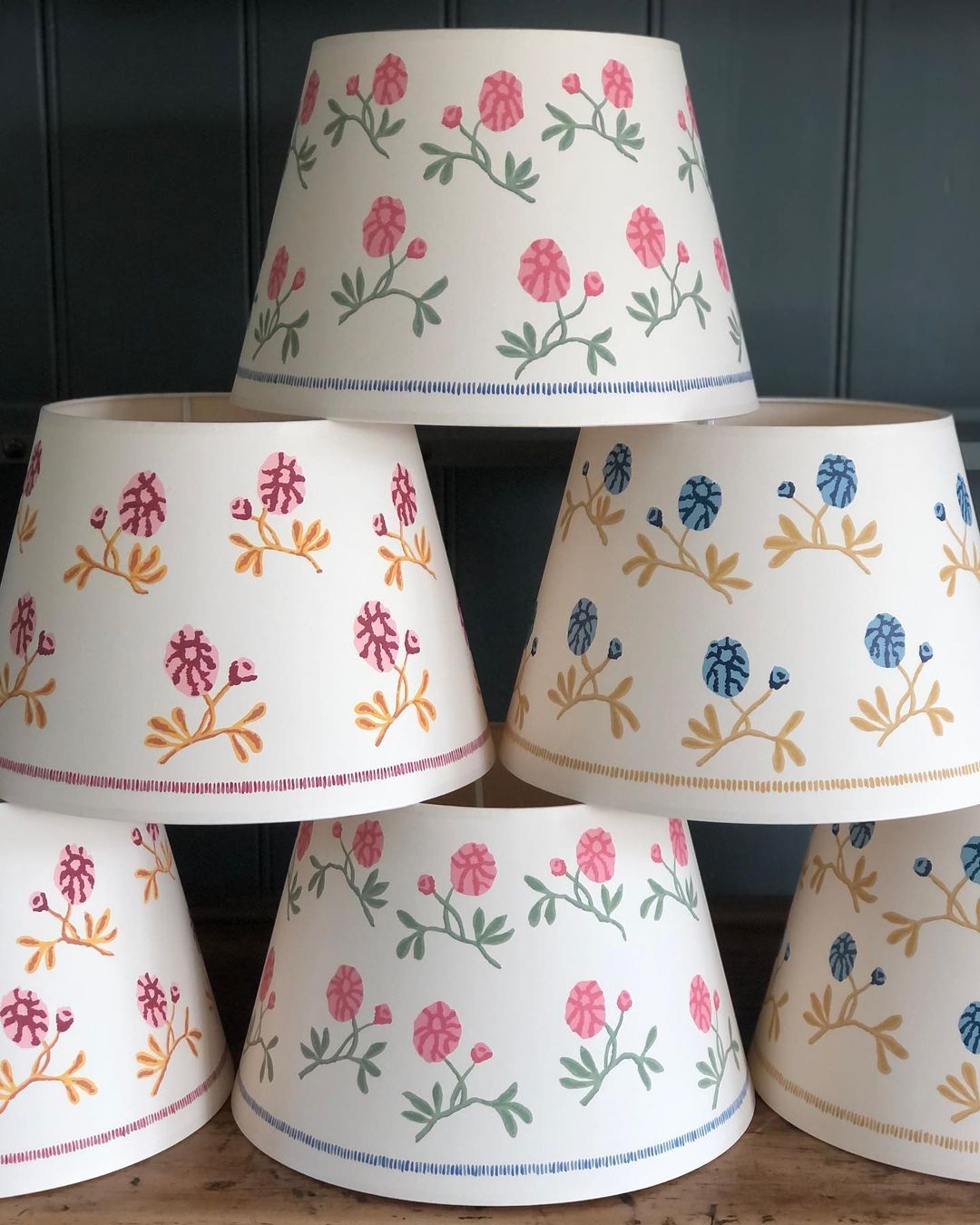 Frank Tvrditi Hand Painted Lamp Shades, Hand Painted Table Lamp Shades