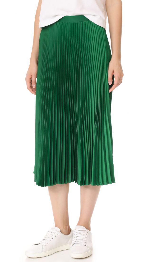 green-pleated-skirt