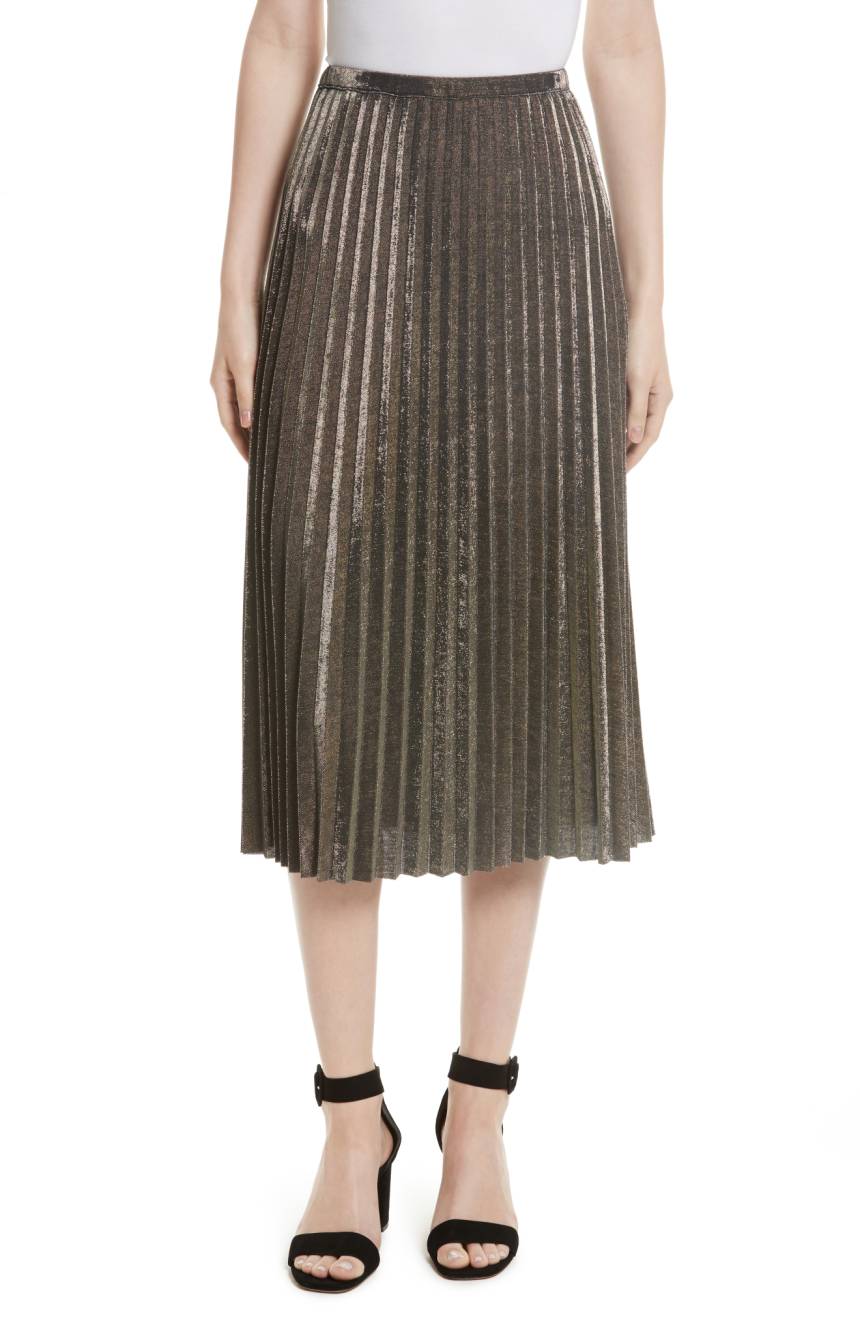 metallic-pleated-skirt