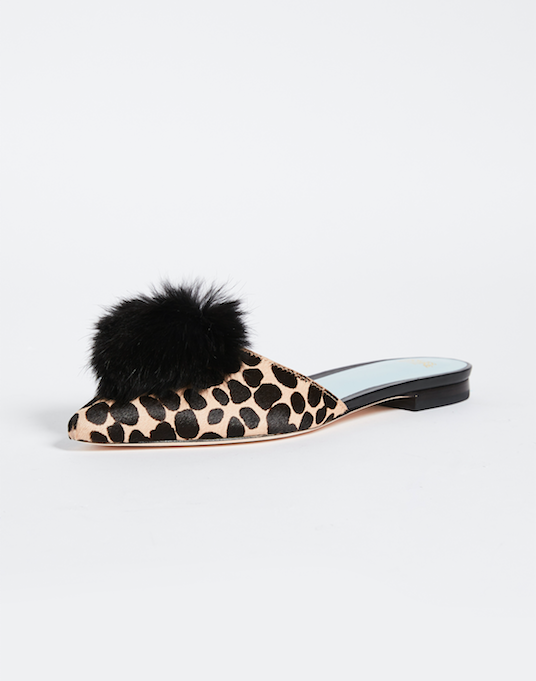 haircalf-leopard-print-pom-pom-mule-slides - Considers