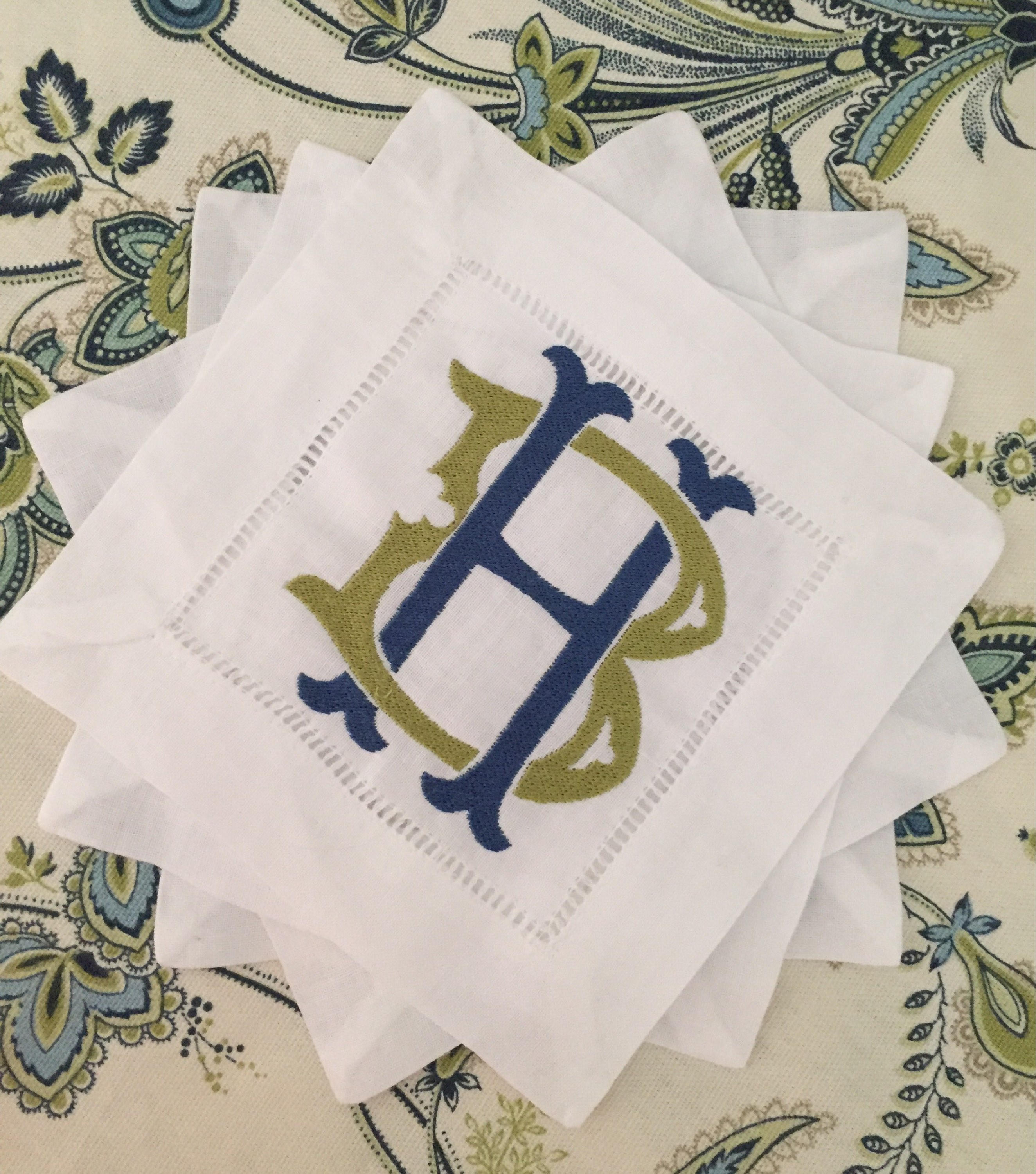monogrammedlinencocktailnapkinscipher