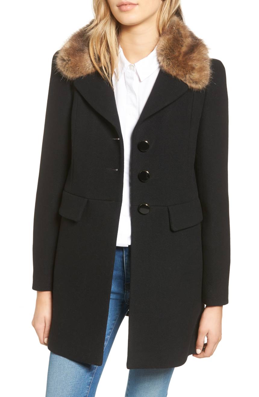 Faux Fur Collar Peacoat
