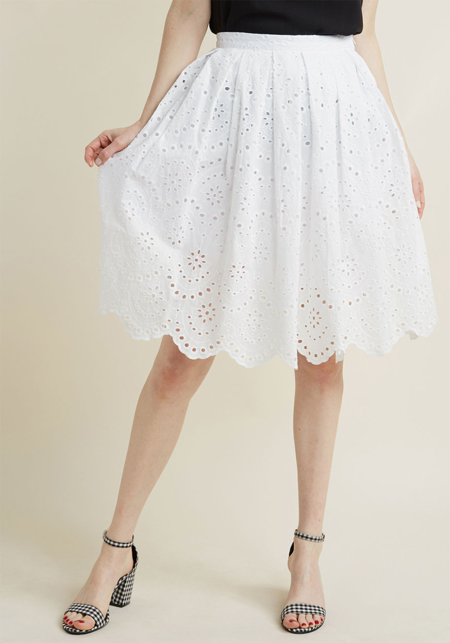 95 Mid Aline Skirt Brie Eyelet