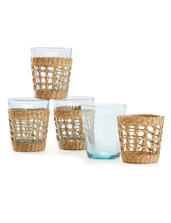 monogrammedcanewickerglassesdrinkingwovenrattanstraw Katie