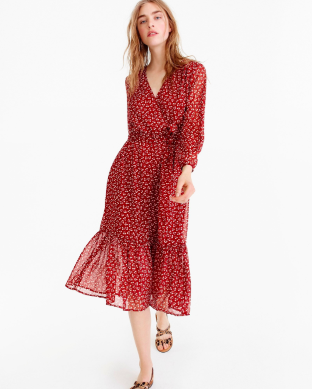 womens ruffle wrap dress