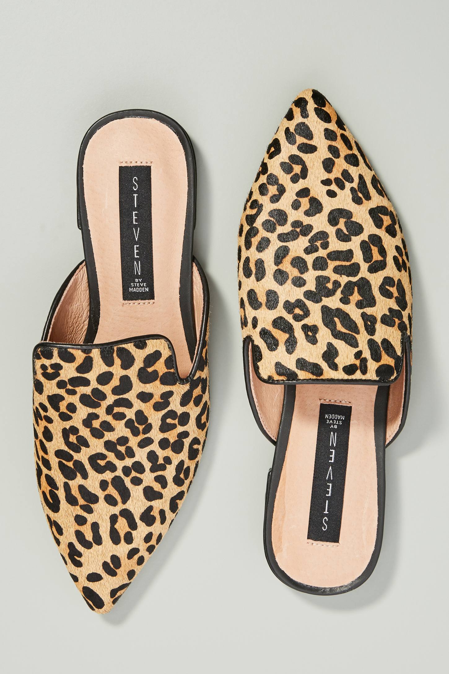 leopard pointed mules