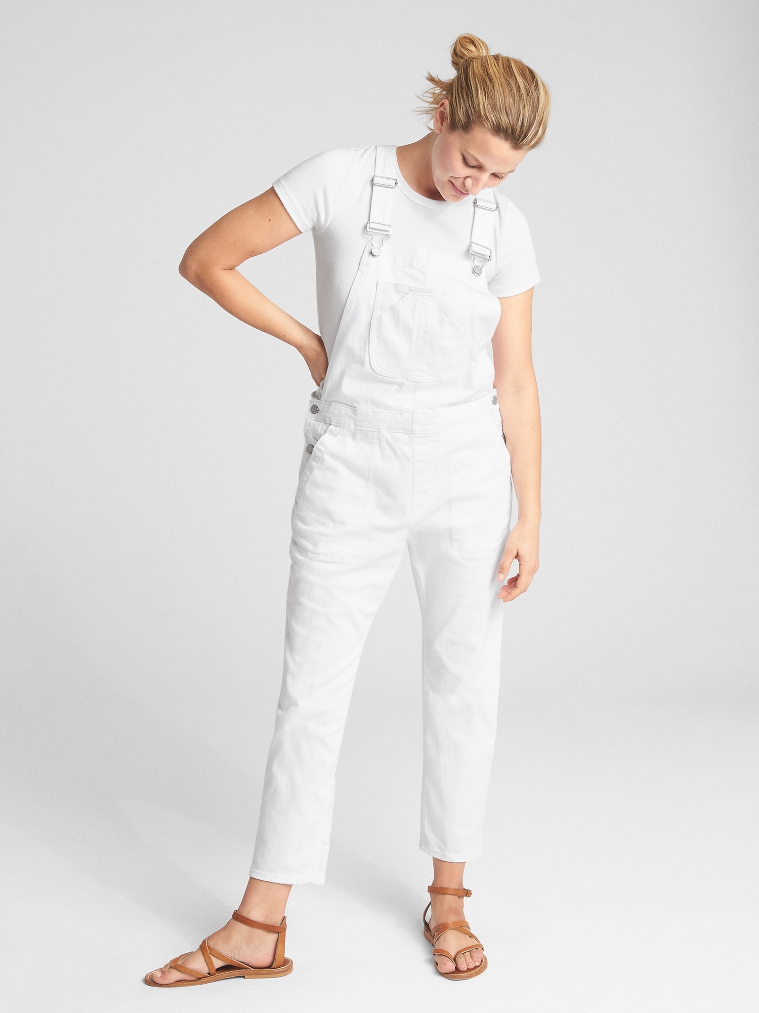 women's white overalls