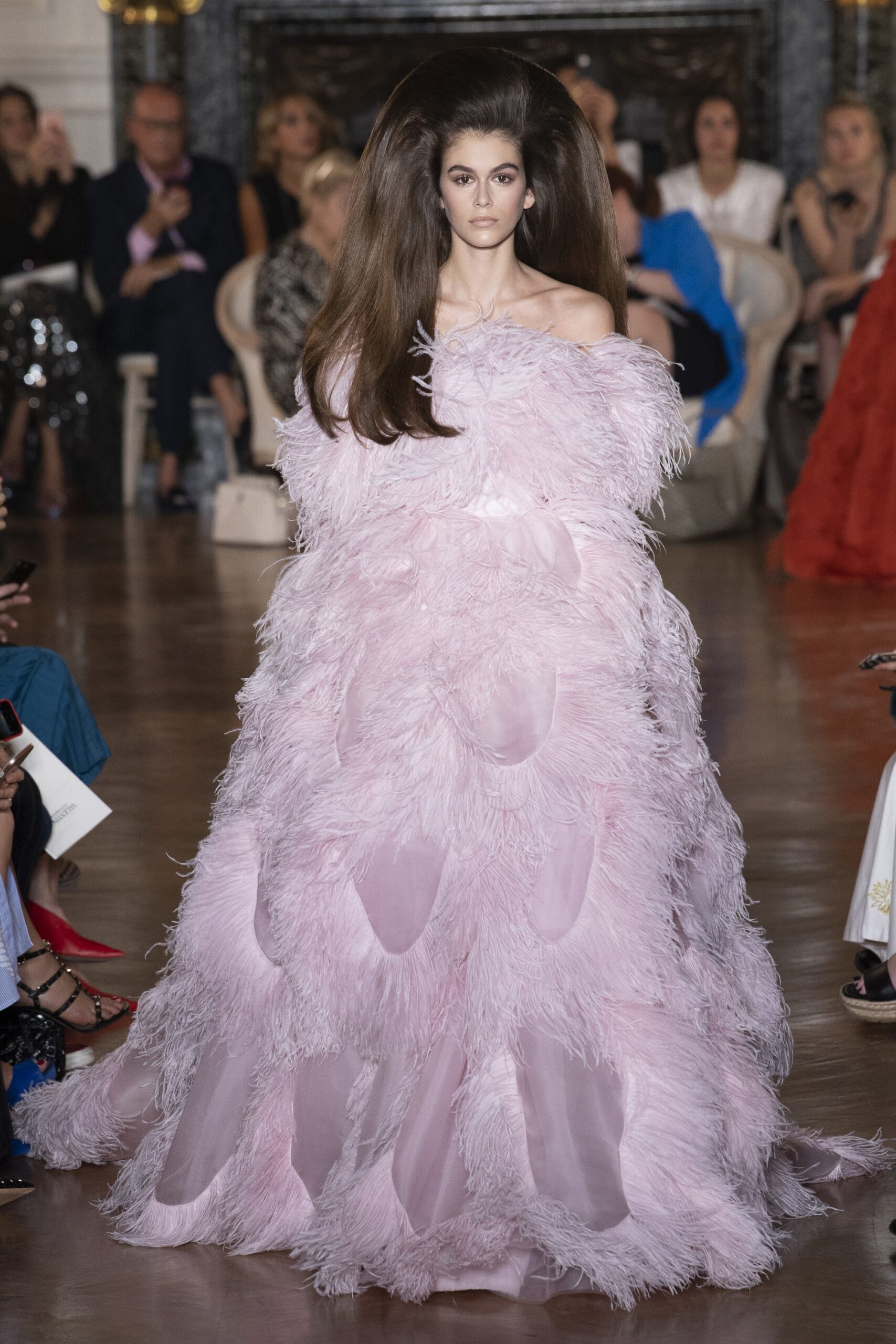 valentino pink dress with feathers Valentino Feather-trimmed silk cady shirt dress Valentino