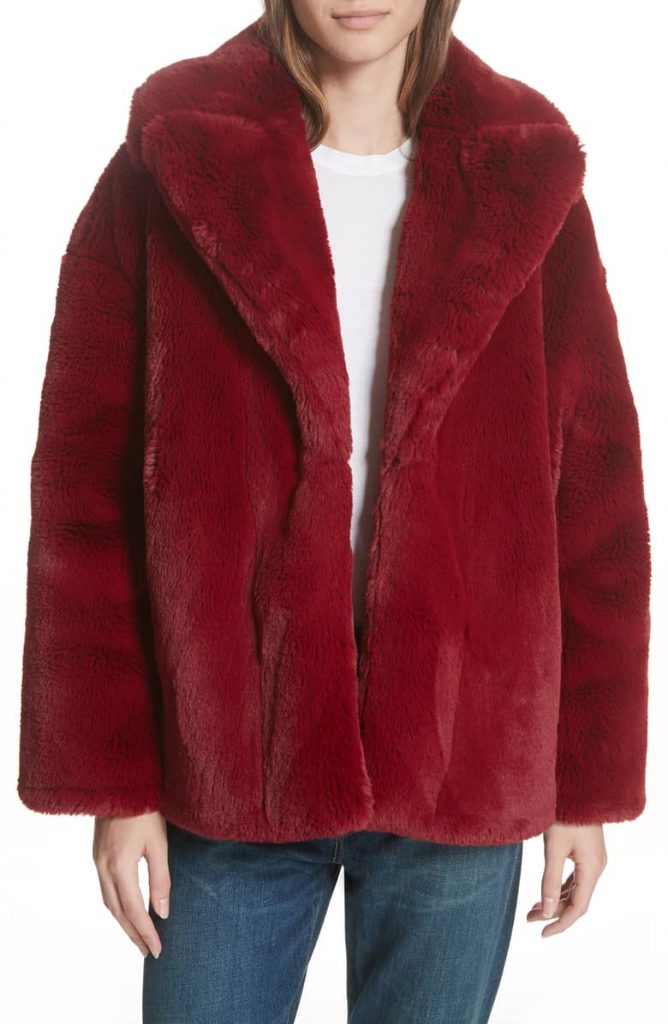 ruby-red-faux-fur-jacket - Katie Considers