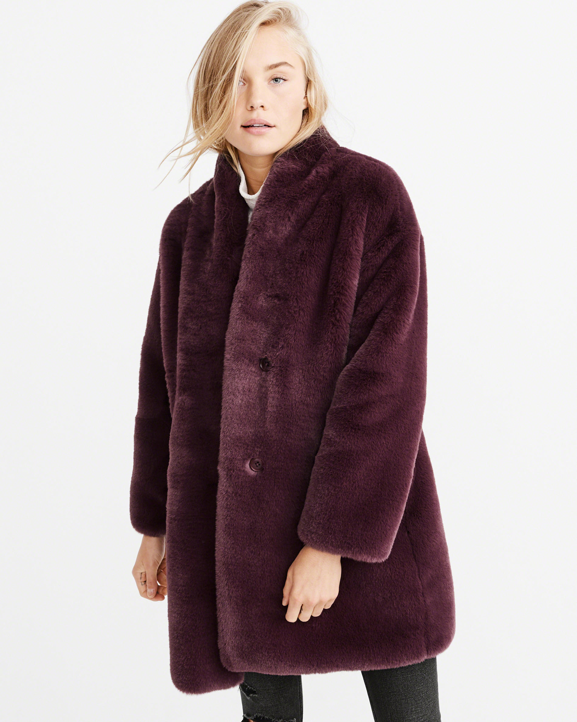 faux fur coat abercrombie