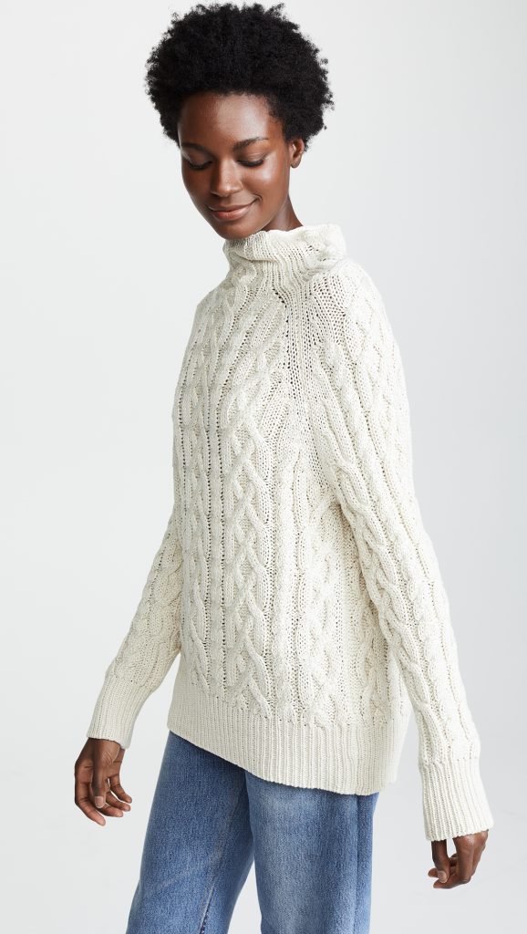 White Chunky Cable Knit Sweater Mockneck Ivory Womens 578x1024 
