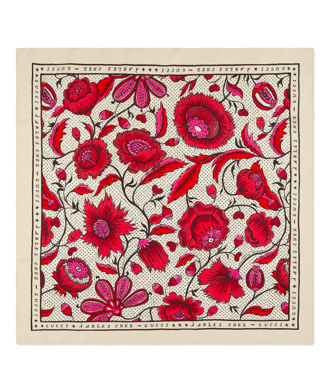 antoinette-poisson-gucci-red-silk-floral-watercolor-scarf - Katie Considers