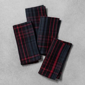Red Blue plaid Napkins Set