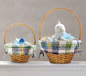 Easter Basket with Plaid Liner and Bow main image 0
