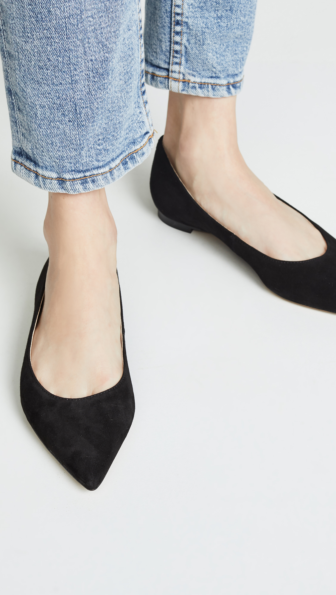 pointed-black-suede-flats