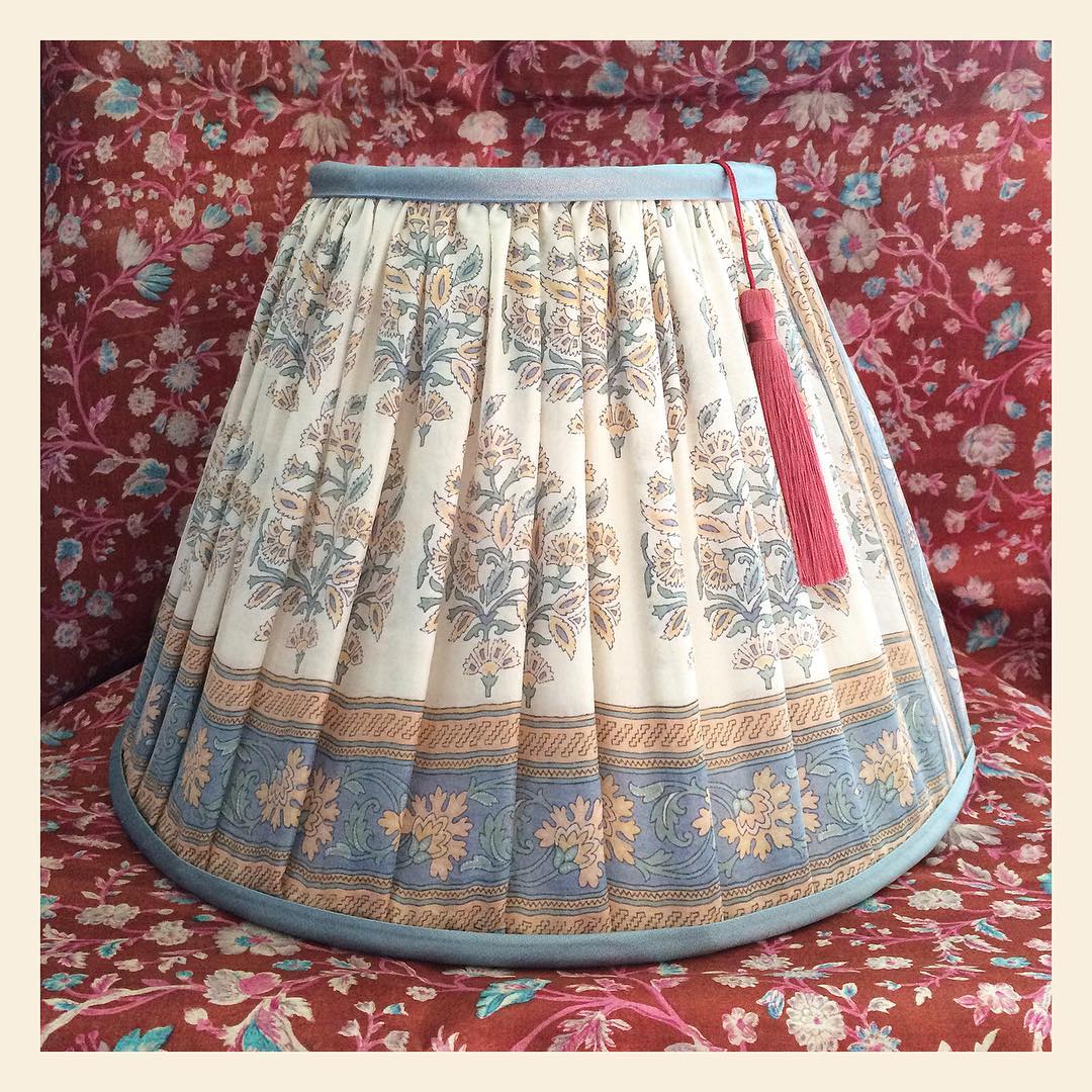 Perrotine Lampshades Vintage Silk Sari Indian Tassel Gathered Fabric