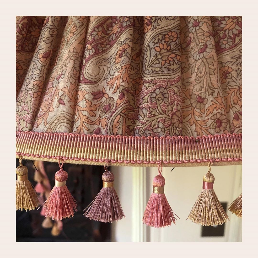 Perrotine Lampshades Ikat Batik Gathered Fabric Tassel Trims