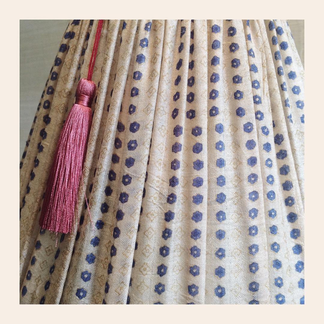 Perrotine Lampshades Ikat Batik Gathered Fabric Tassel