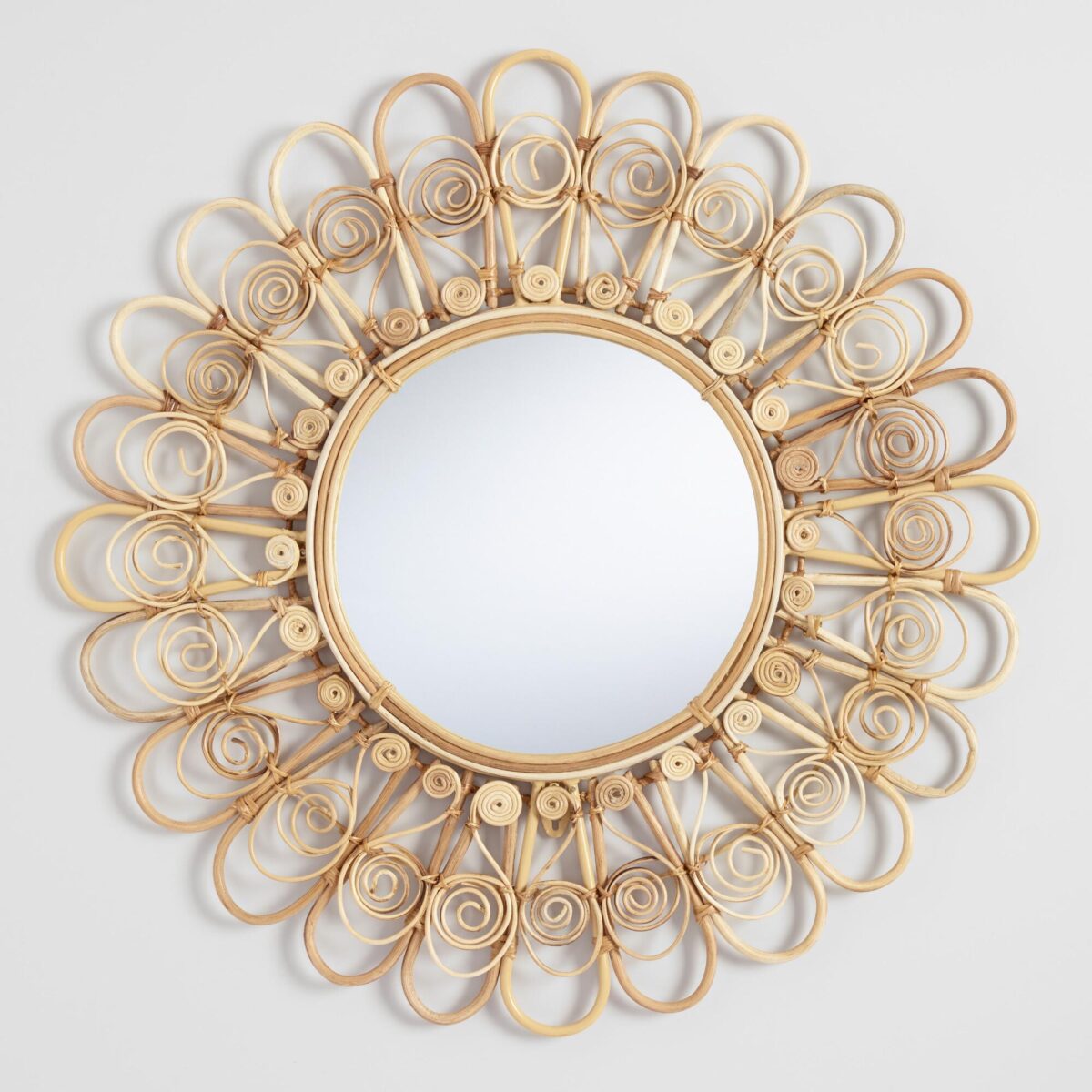 Round Wicker Peacock Mirror