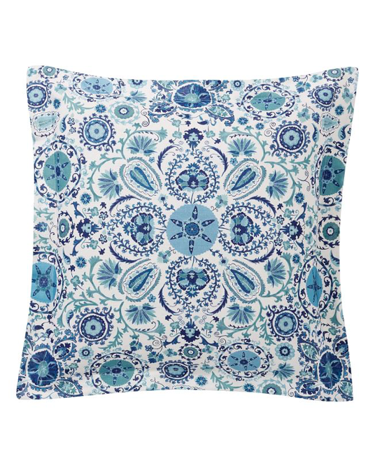 Blue White Suzani Print Euro Sham Pillow Cover Bedding Katie