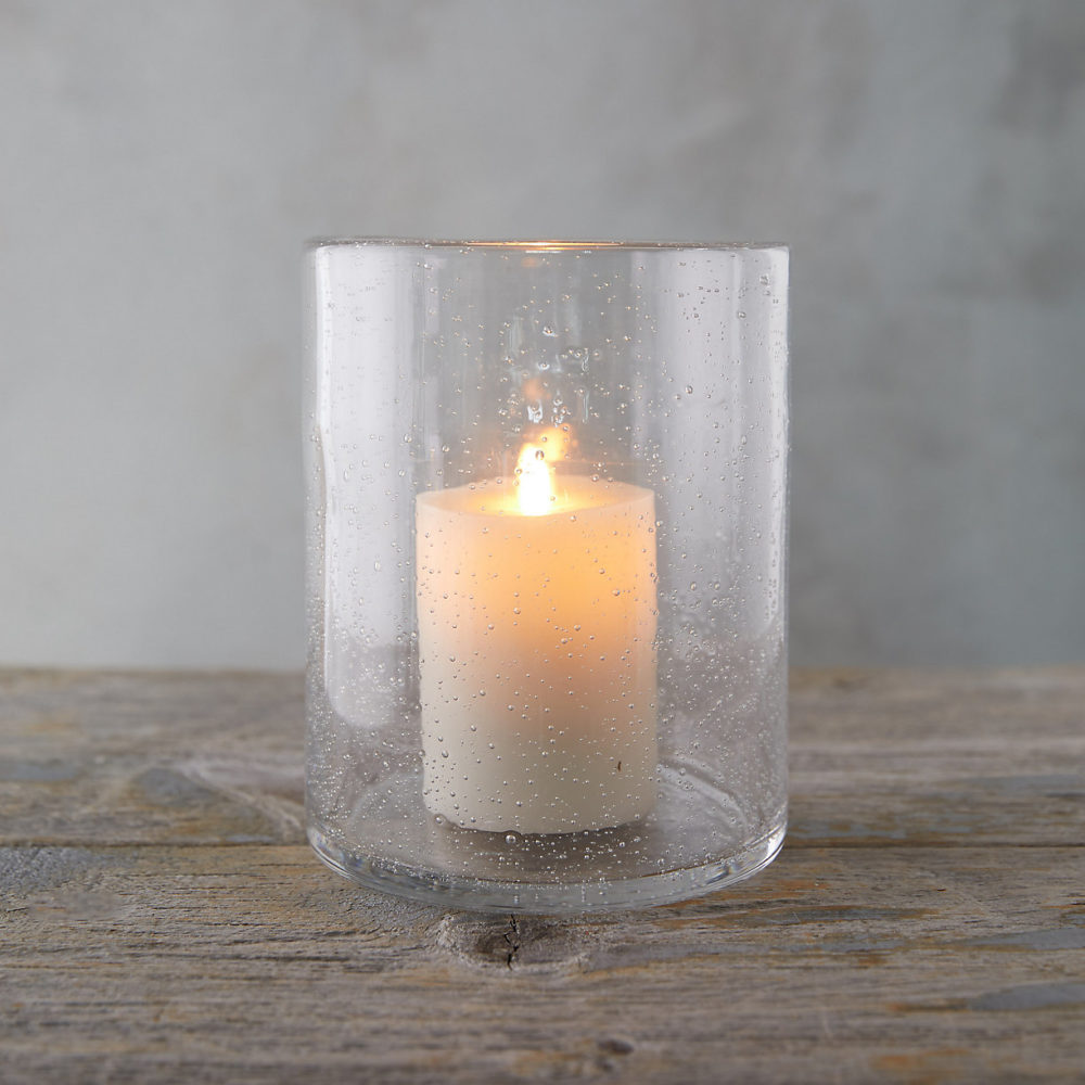 bubbleglasshurricaneclearcandleholderlarge
