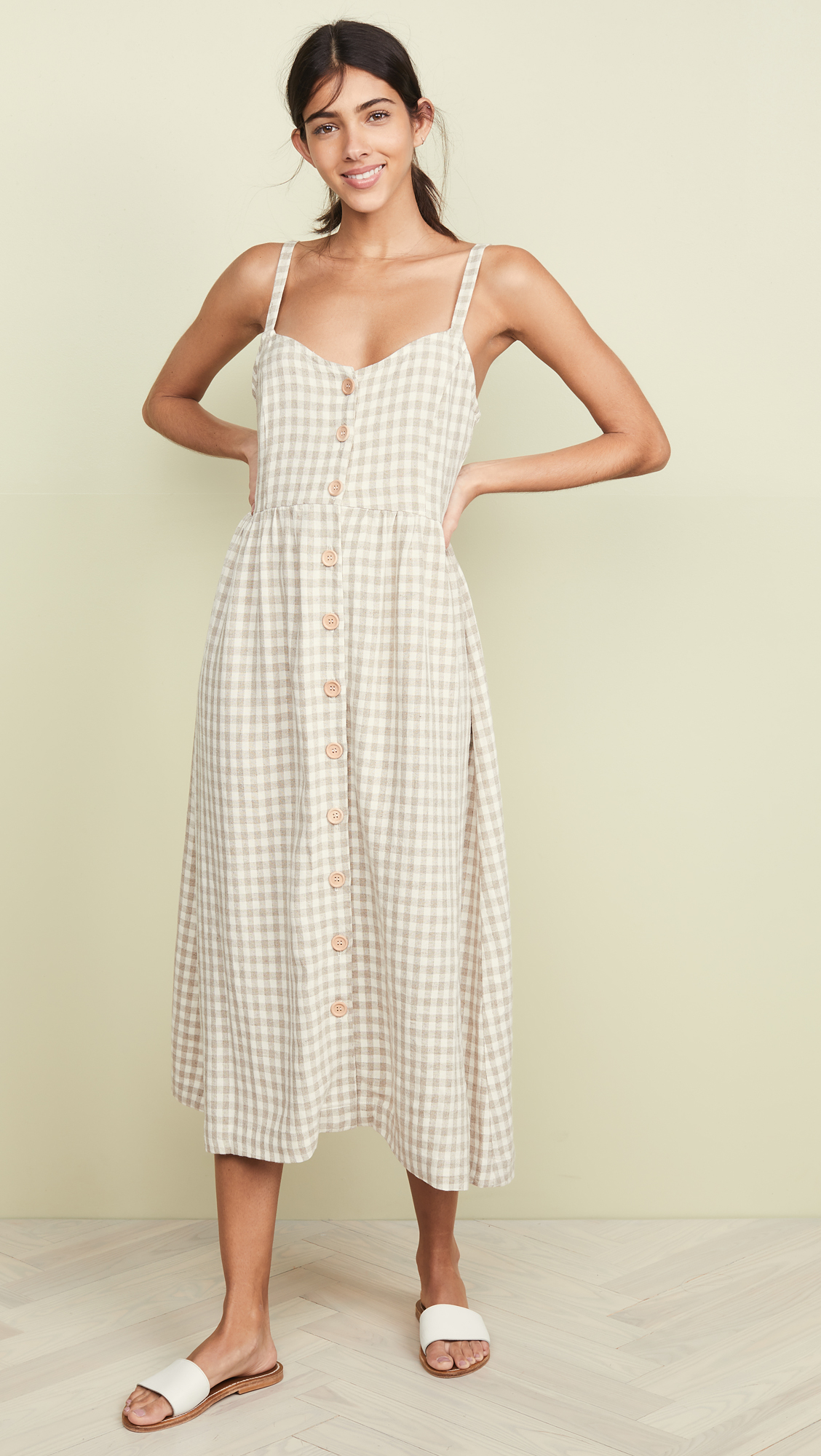 Gingham Button-Front Dress