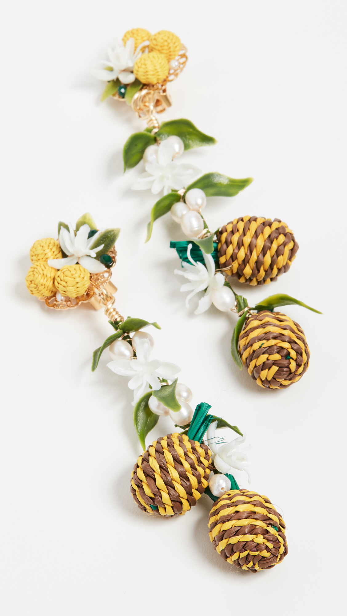 Lemon Raffia Cultured Pearl Drop Earrings