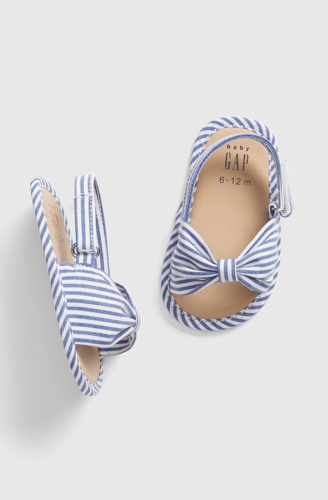 Straight Blue Lines N Bow Baby Sandals